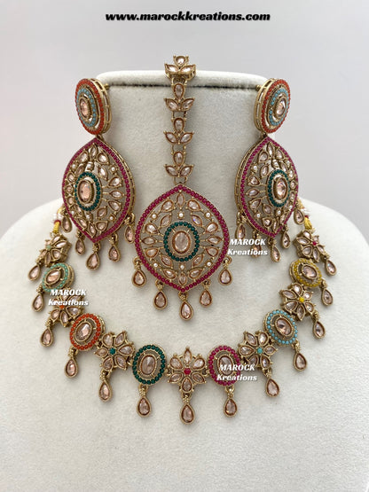 Mavis Antique Gold Polki Necklace set