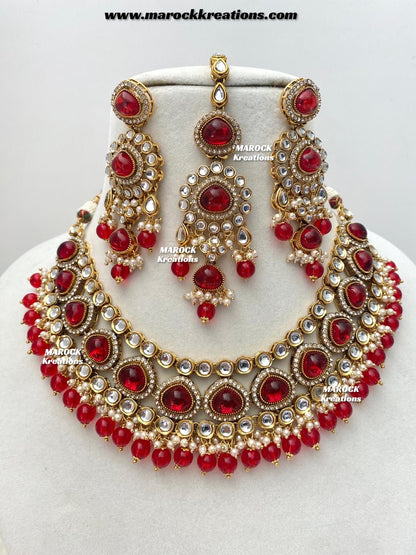 Harsha Premium Quality Kundan and Monalisa stone Statement Necklace set