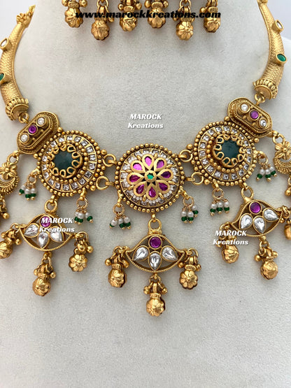 Rumela Premium Quality exclusive Gold Plated heritage necklace set
