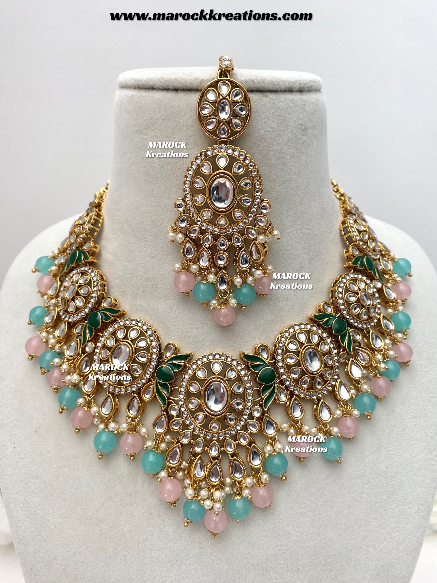 Iqra Premium Quality Kundan Meenakari Statement Necklace set