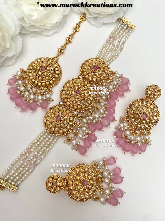 Anuja Premium Quality Gold Plated statement choker set