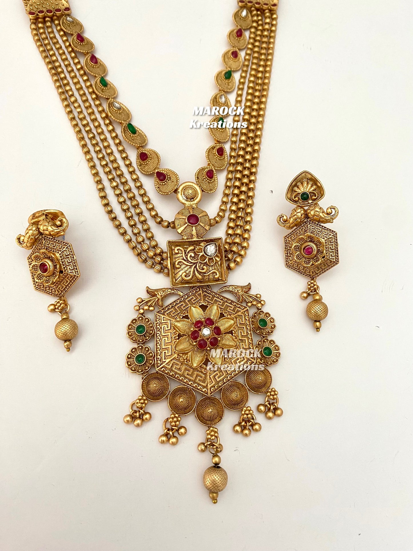 Gold Plated Matt finish Rani Haar/Rajwadi Long necklace