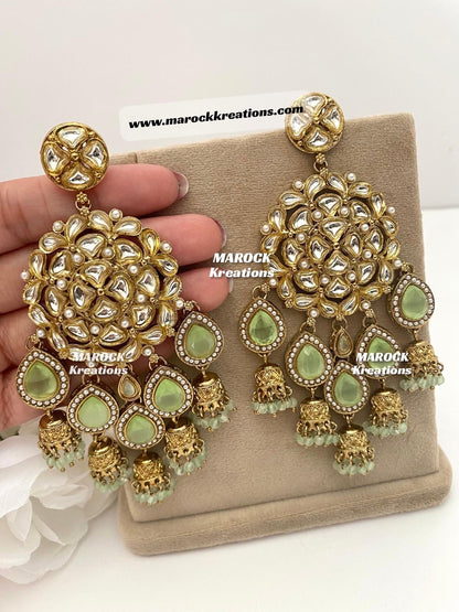 Bollywood style premium quality Kundan Statement Earrings