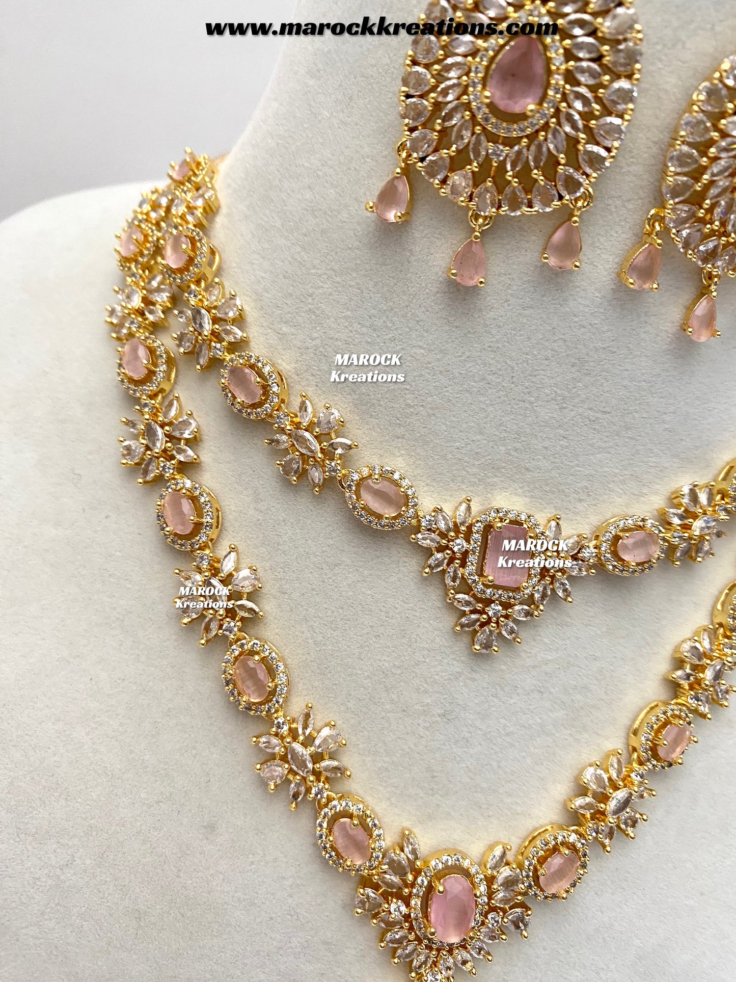 Farhat Golden American Diamond Necklace set