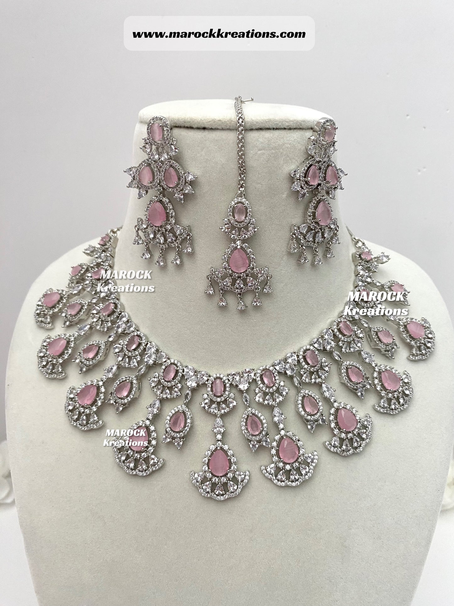 Silver American Diamond Necklace set