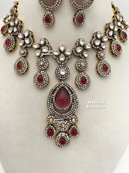 Sanjna Victorian Kundan Statement Necklace set