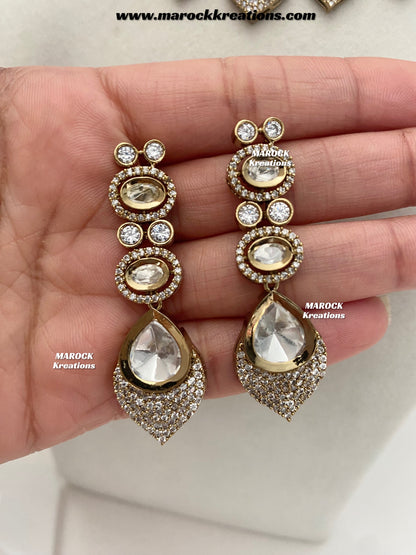 Kimmi Premium Quality Moissanite Kundan and American diamond Necklace set