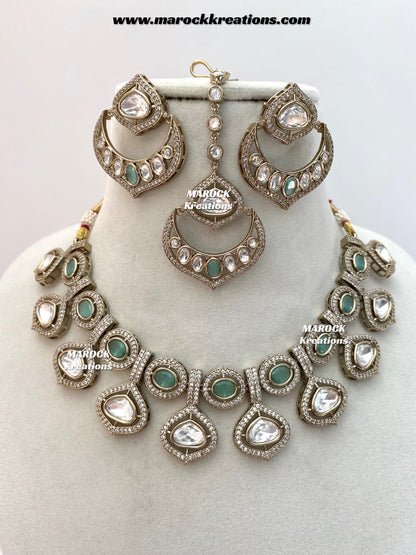 Gunjan Premium Quality Moissanite Kundan Necklace set