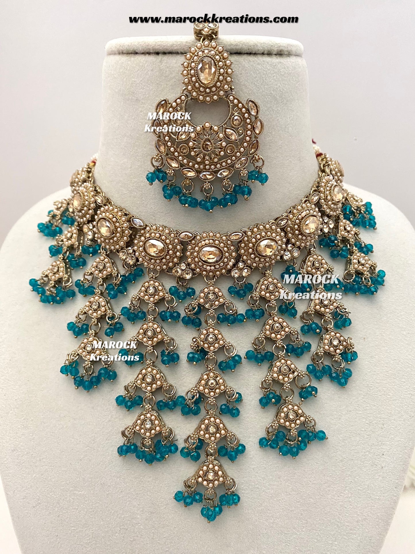 Shaya Antique Gold Polki waterfall Choker set