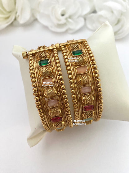 Gold plated openable Multi color kade/Bangles/Kangan