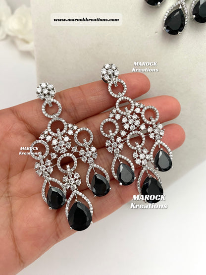 Anshika Silver American Diamond Necklace set
