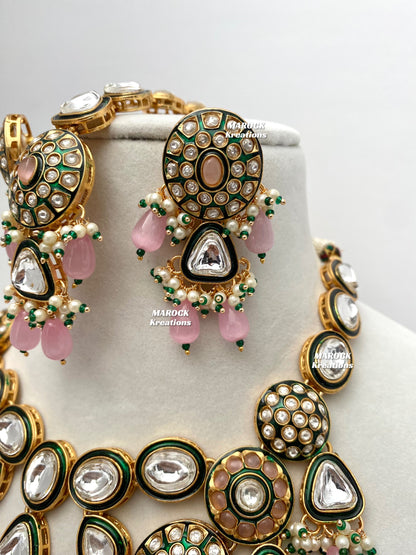 Amisha Premium Quality Kundan Meenakari Statement Necklace set