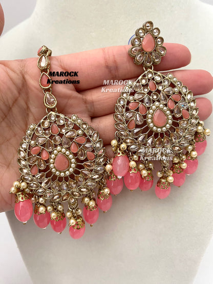 Antique Gold/Coral Polki Necklace set