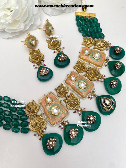 Razia Sabyasachi inspired Premium Quality Kundan Meenakari Statement Necklace set