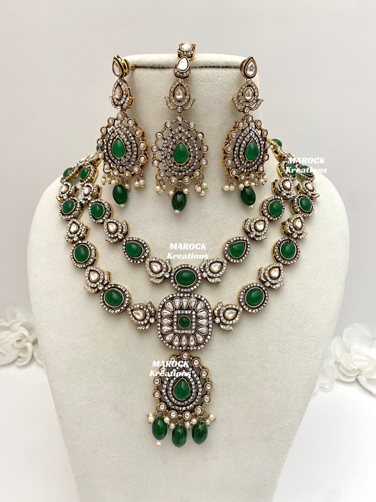 Hanali Victorian Kundan Statement Necklace set