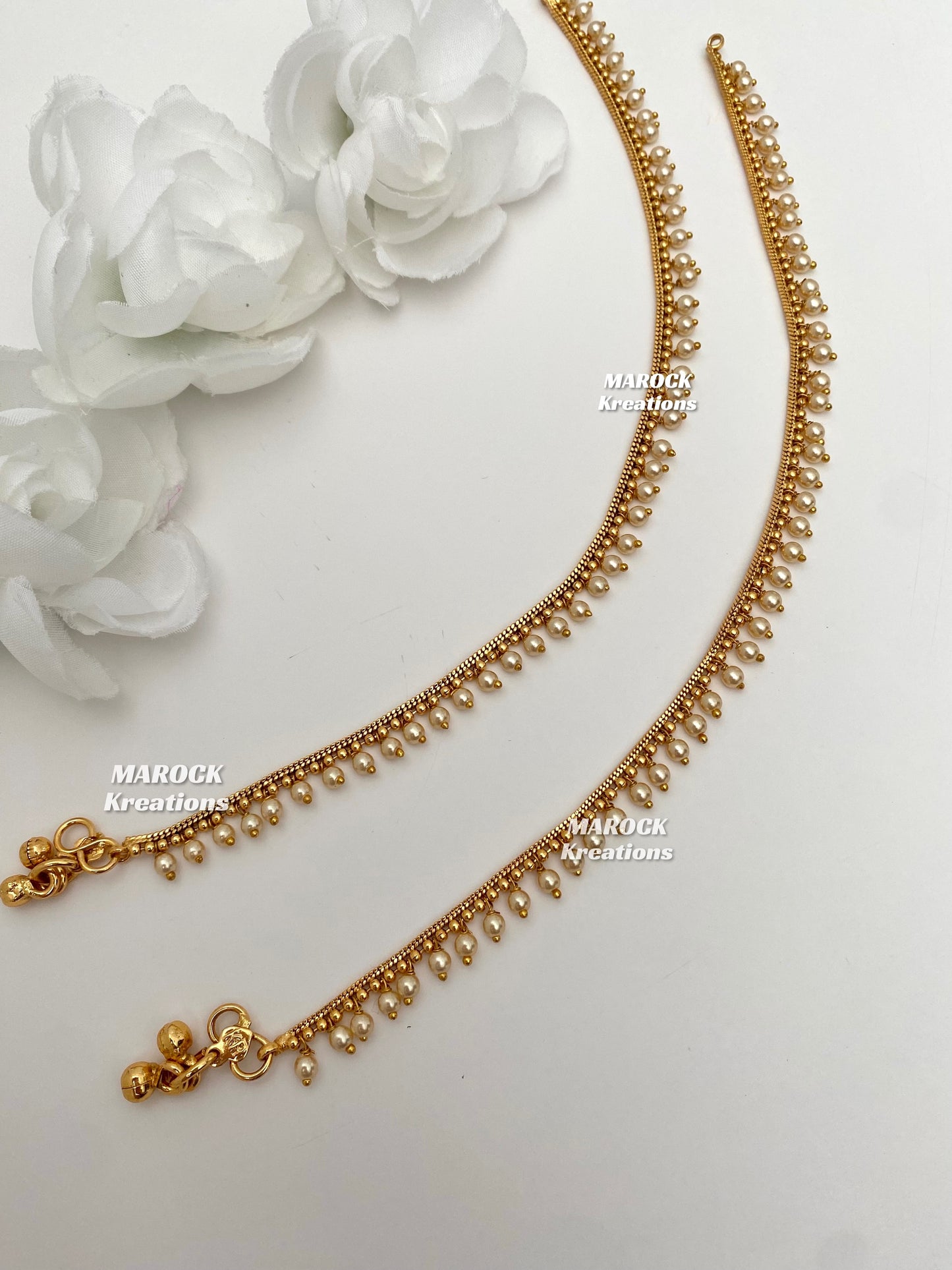 Gold plated pearls Anklets/Payal/Jhanjhran (come in a pair)