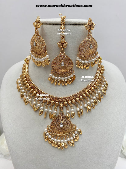 Diya Premium Quality Gold Plated peepal patti necklace set