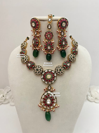 Akriti Premium Quality uncut Kundan Statement Necklace set