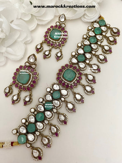 Vinny Premium Quality Moissanite Kundan Statement choker set