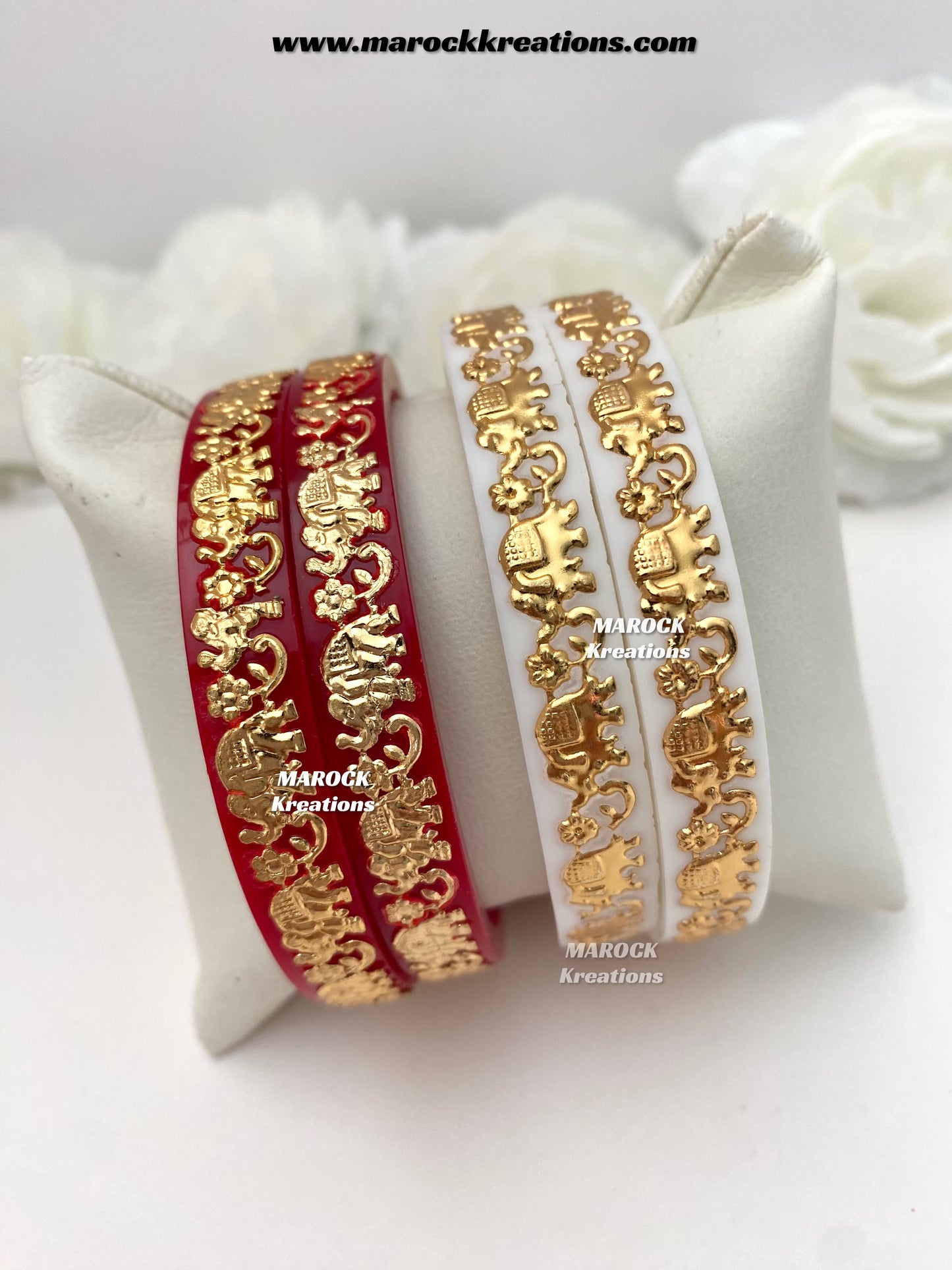 Bridal Elephant crafted Choora Bangles/ Fillers (Set of 2)