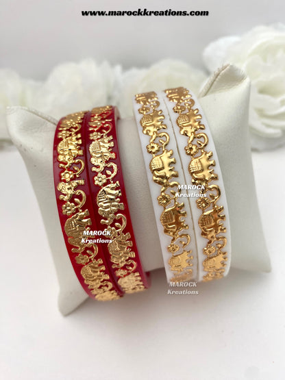 Bridal Elephant crafted Choora Bangles/ Fillers (Set of 2)
