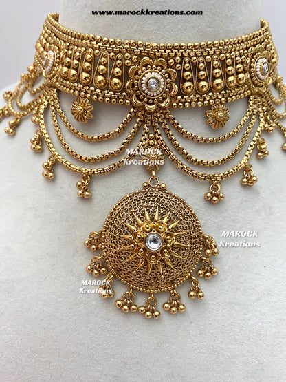 Anusha Premium Quality Gold plated statement choker set