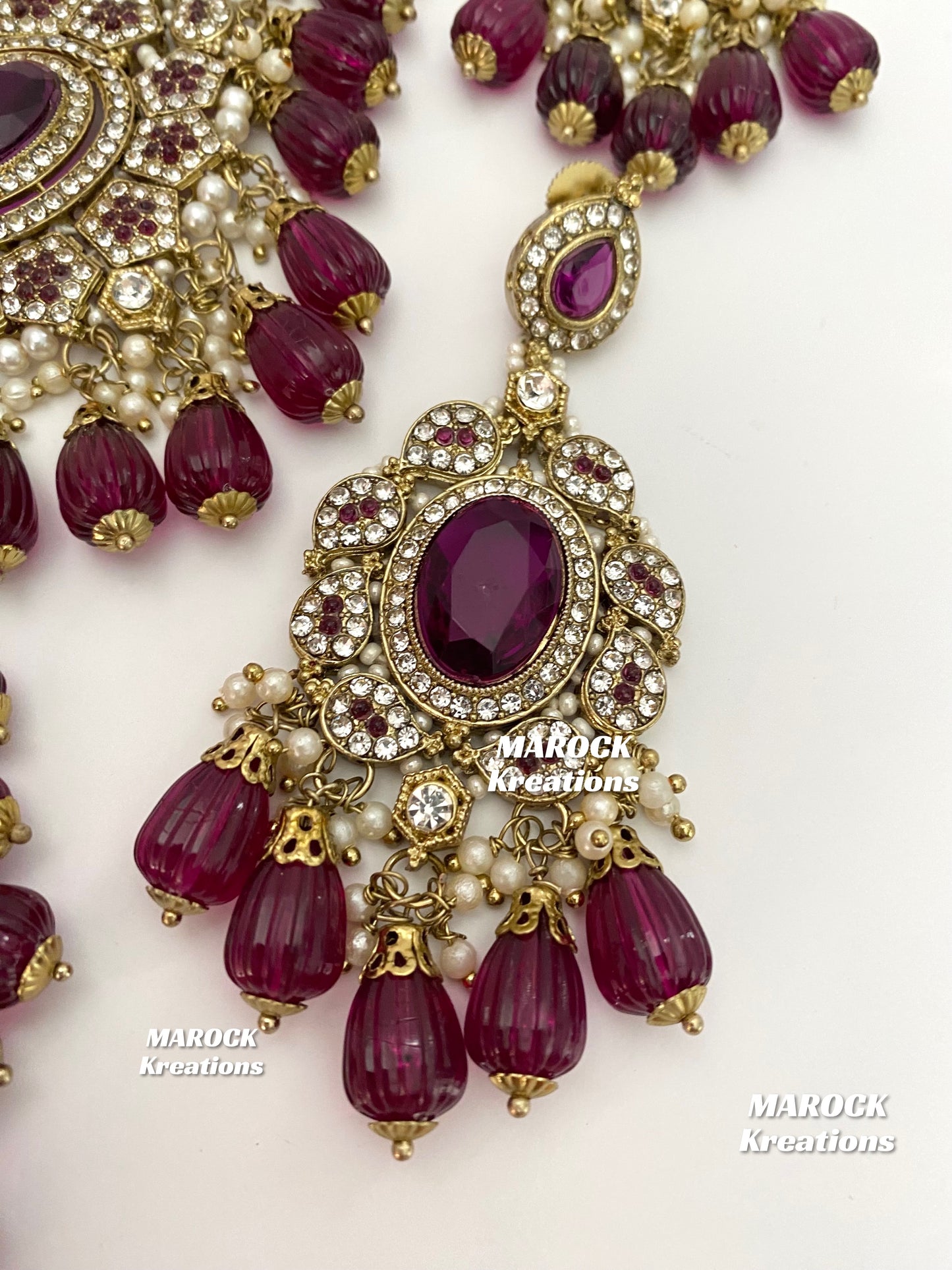 Antique Gold Pakistani Wine Necklace set