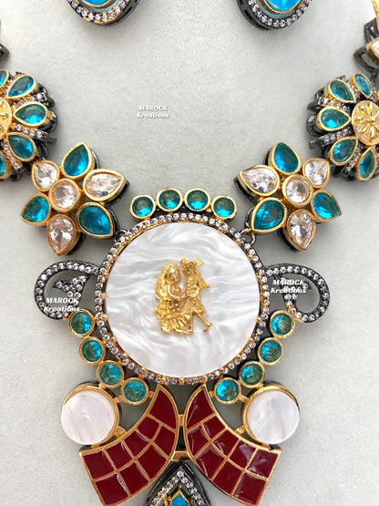 Raha Premium Quality Victorian  Kundan Necklace set