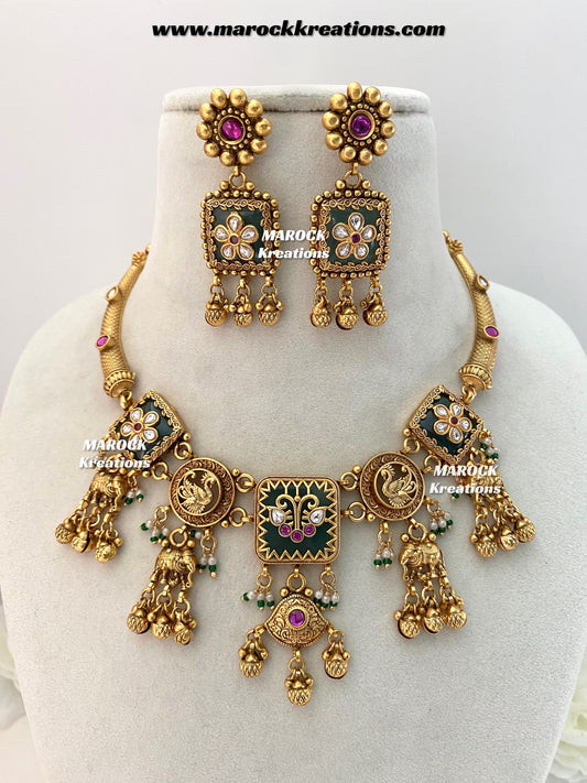 Kamini Premium Quality exclusive Gold Plated heritage necklace set