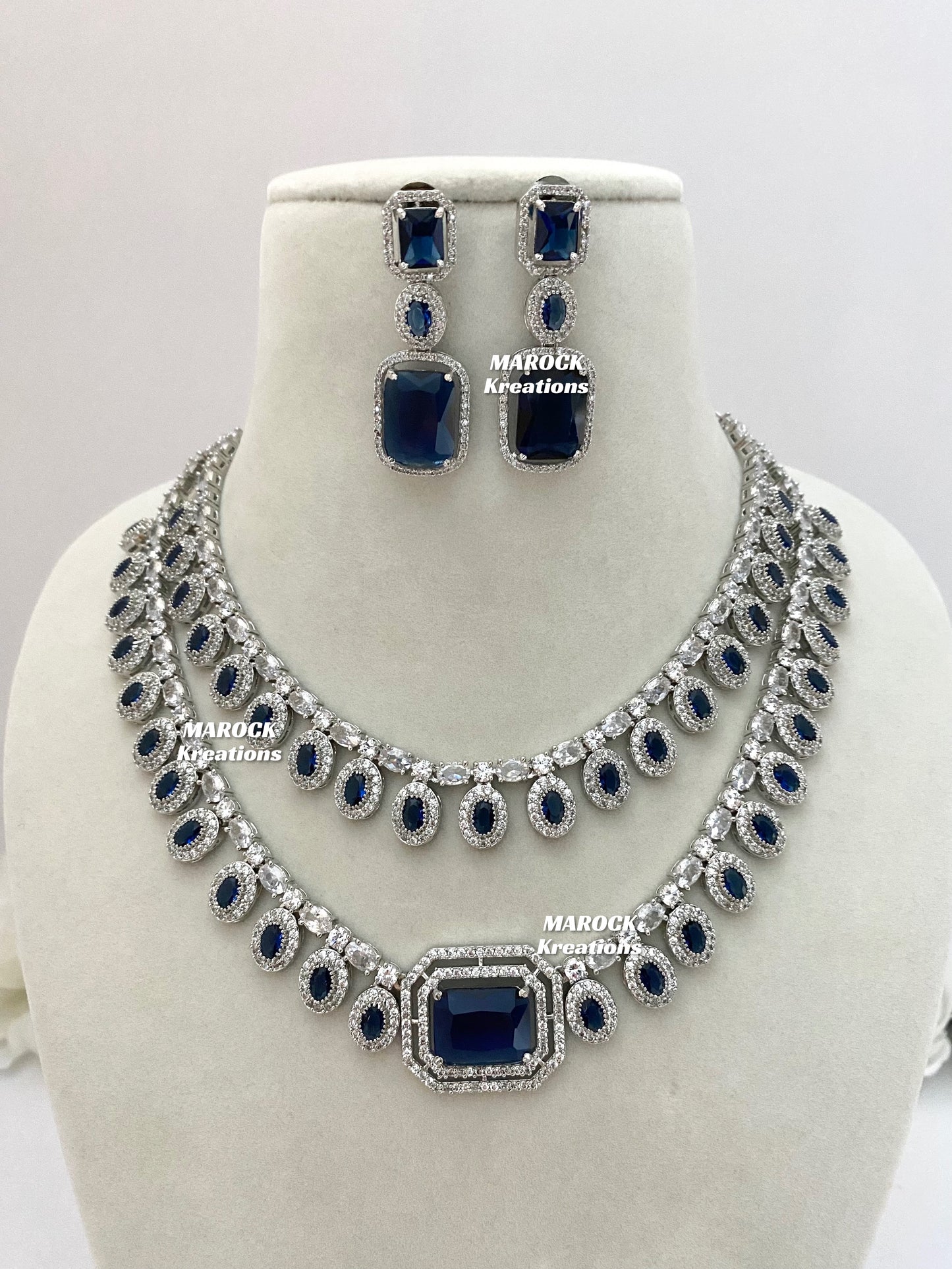 Clara American Diamond Double Layer Necklace set