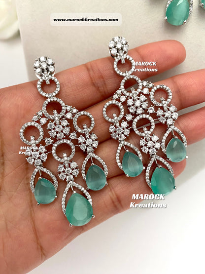 Anshika Silver American Diamond Necklace set