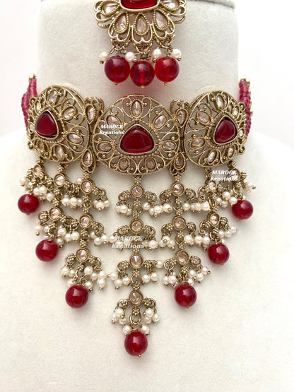 Amaira Antique Gold Polki choker set