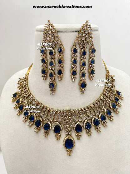 Naima Antique Gold American diamond Statement Necklace set