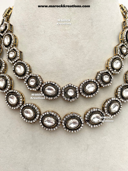 Sheenam Victorian Kundan Double layer Necklace set