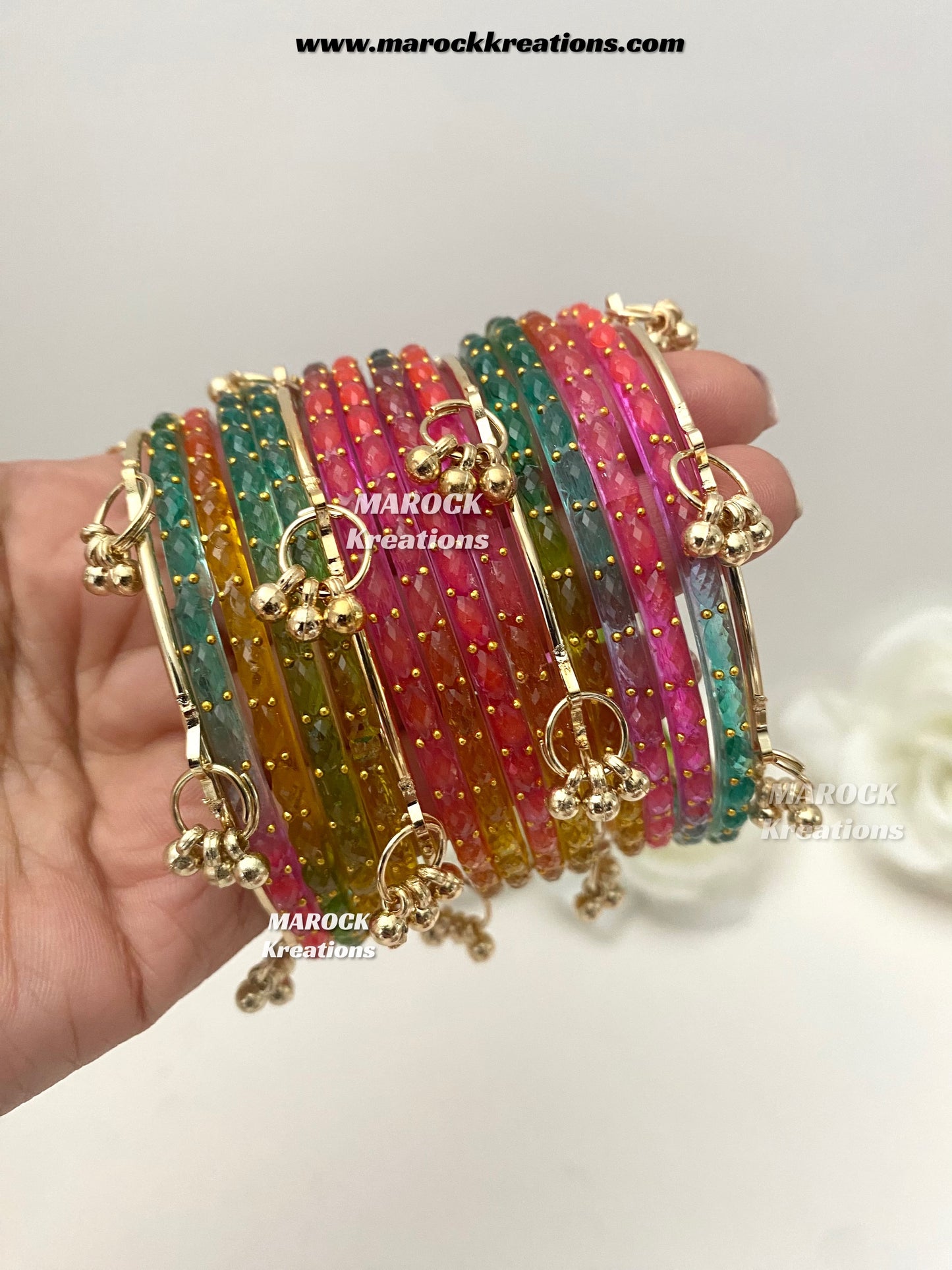 Rain drop Glass bangles and Kashmiri bangles set