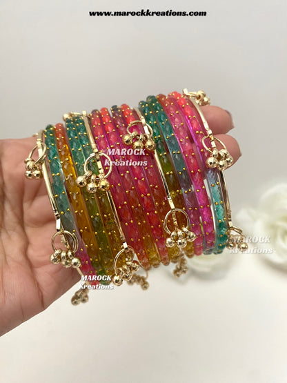 Rain drop Glass bangles and Kashmiri bangles set