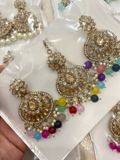 Polki Earrings and tikka set