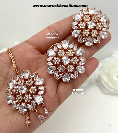 American Diamond studs earrings and tikka set