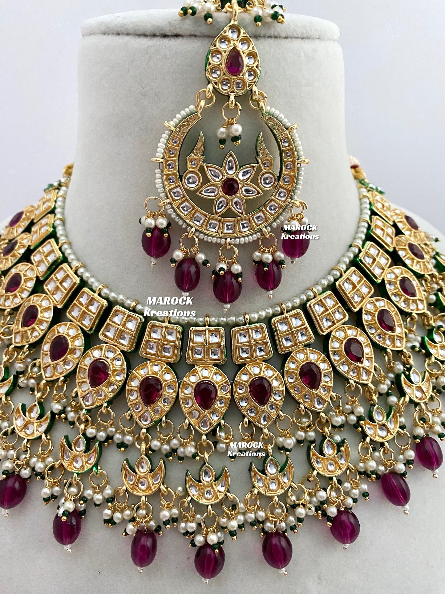 Premium Quality Thappa Kundan Statement Necklace set