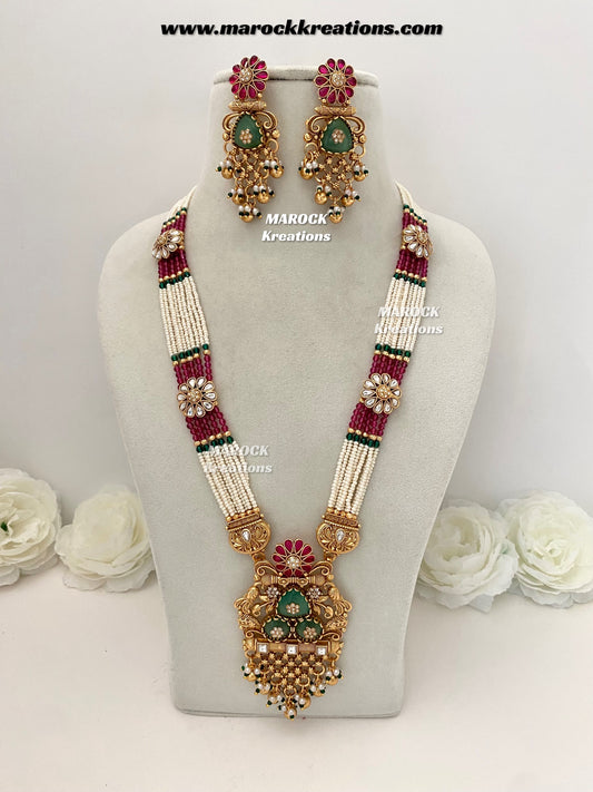 Tasnim Premium Quality Gold plated exclusive heritage Rani haar set