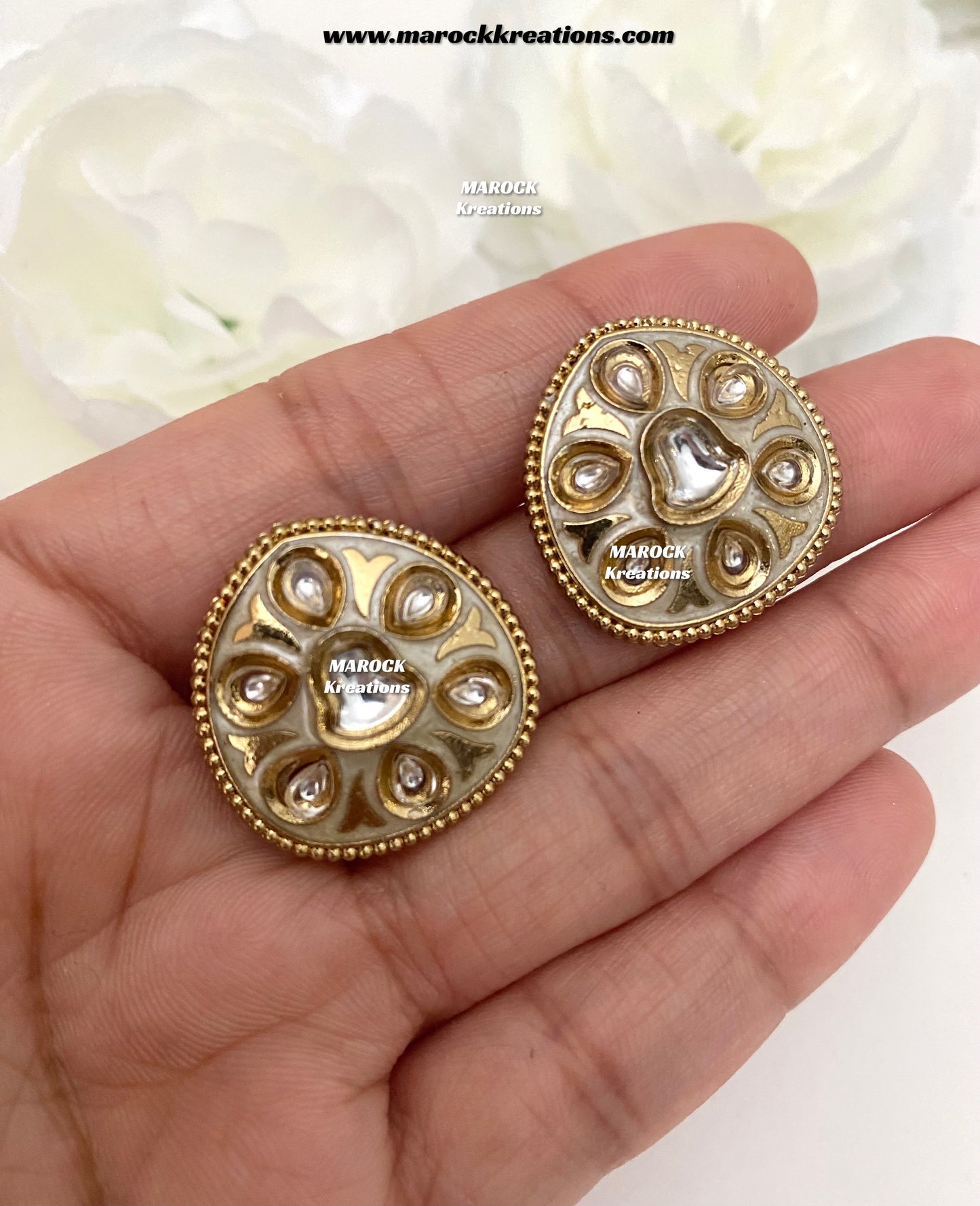Natashi Meenakari Kundan Studs/Earrings