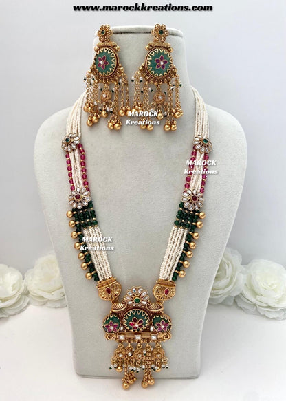 Jima Premium Quality Gold plated exclusive heritage Rani haar set