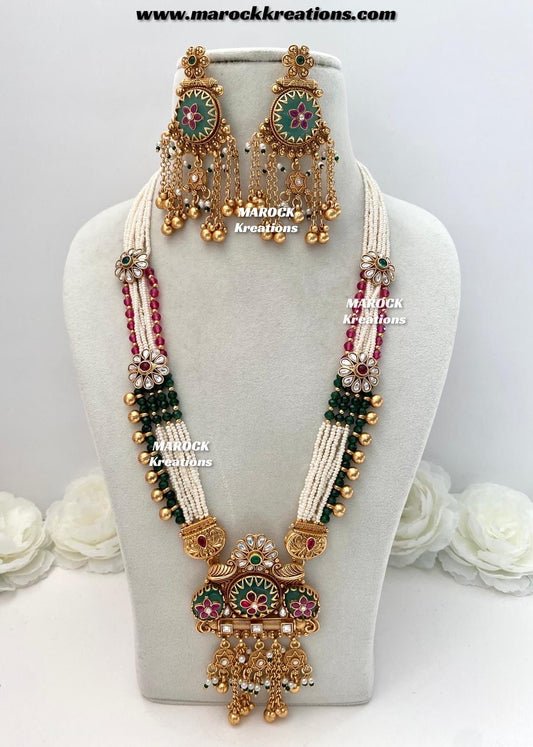 Jima Premium Quality Gold plated exclusive heritage Rani haar set
