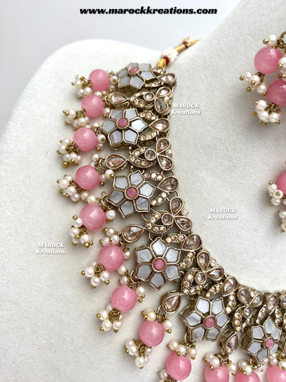 Arpan Antique Gold Polki MOP Statement Necklace set