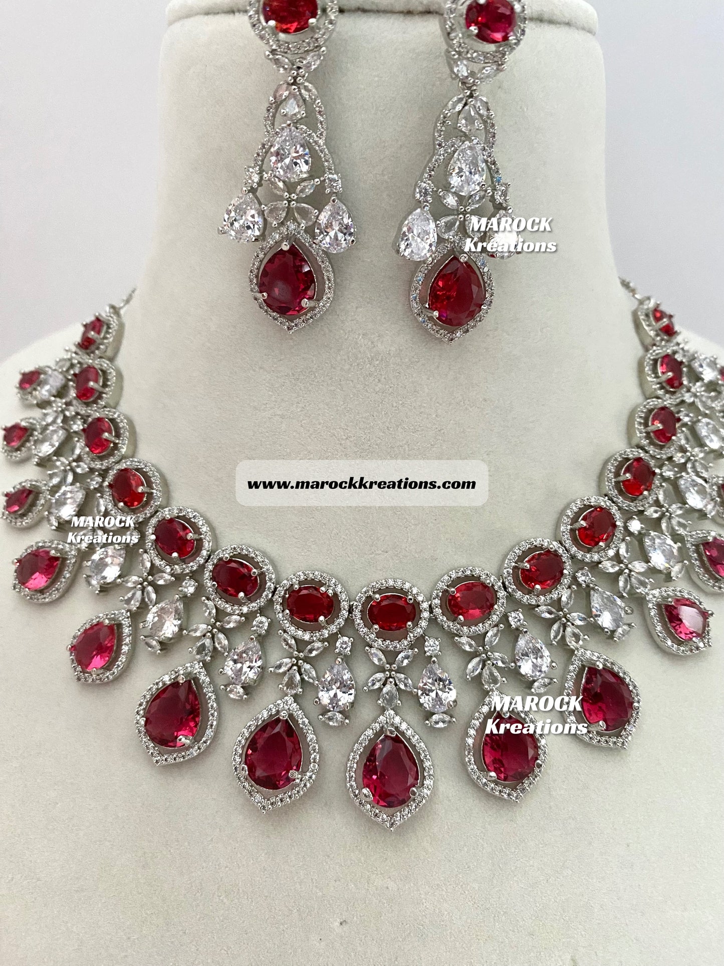 Silver American Diamond Necklace set