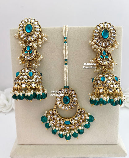 Premium Quality Kundan Jhumki Earrings and tikka sets