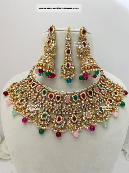 Kundan Necklace set comes with jhumki Earrings and tikka