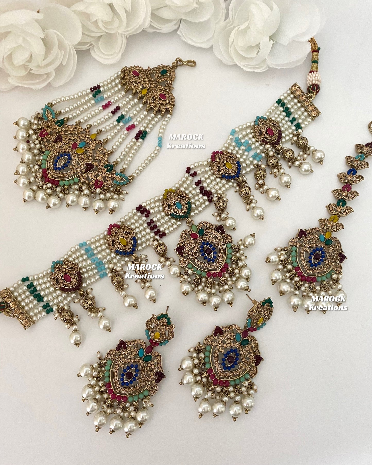 Amy Antique Gold Pakistani Choker set