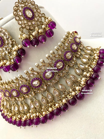 Antique Gold Polki choker sets