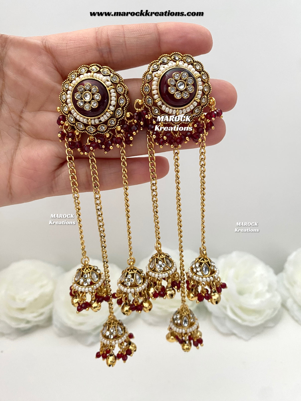 Nimrit Premium Quality Kashmiri Kundan Statement Earrings